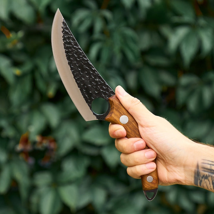 Pachet 2 cuțite forjate 27,5 cm — mâner maro, inox antiderapant
