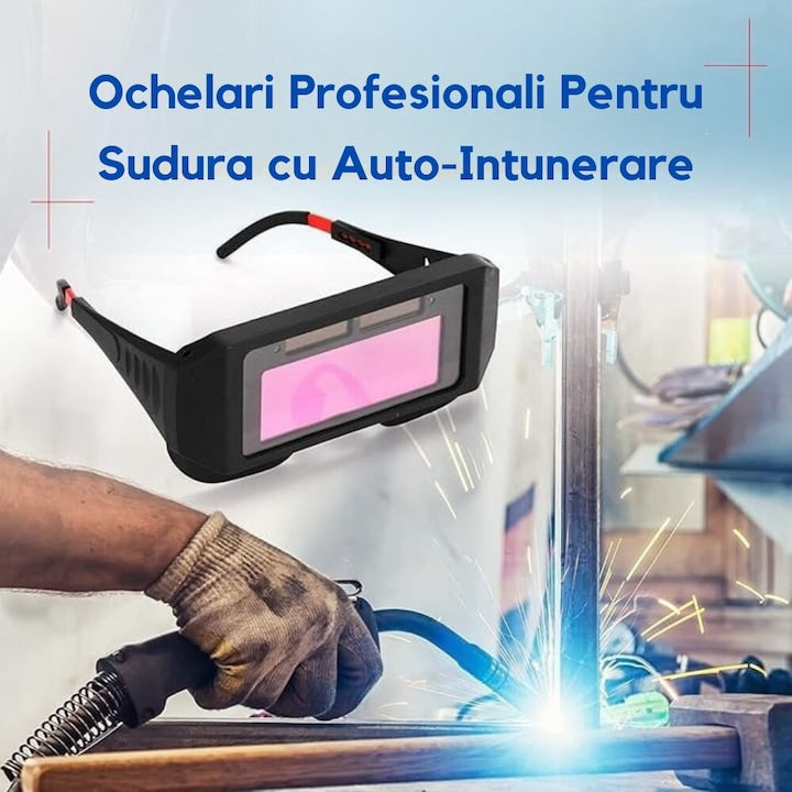 Ochelari sudura cu auto-intunecare, cristale lichide LCD, protectie DIN 11, curea si brate incluse