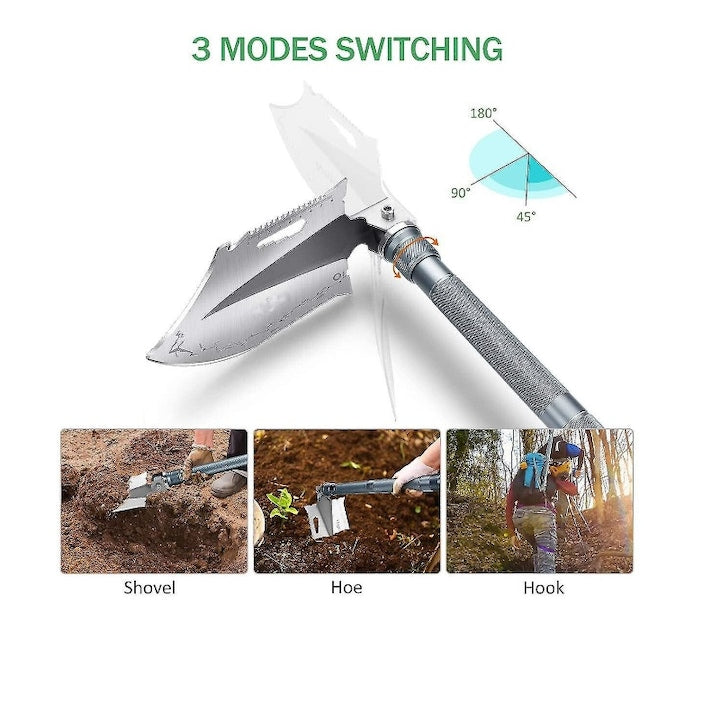Kit supraviețuire 16-în-1 — lopată multifuncțională pliabilă pentru camping
