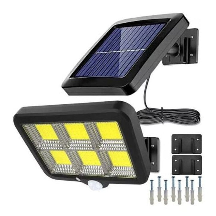 Set 2 lampi solare cu panou solar, 6 COB , putere 250 W, cu senzor de miscare, suport si telecomanda