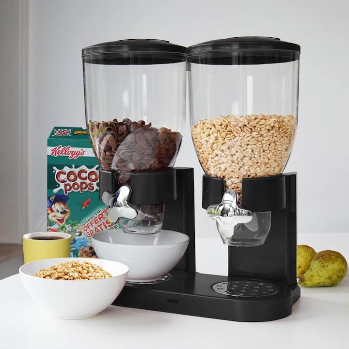 Dispenser dublu pentru cereale 2×2 L – dozator practic pentru micul dejun