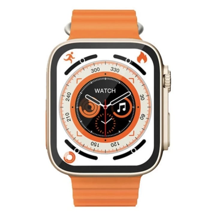 Ceas inteligent SmartWatch 8 Ultra Plus cu încărcare wireless și brățară din silicon