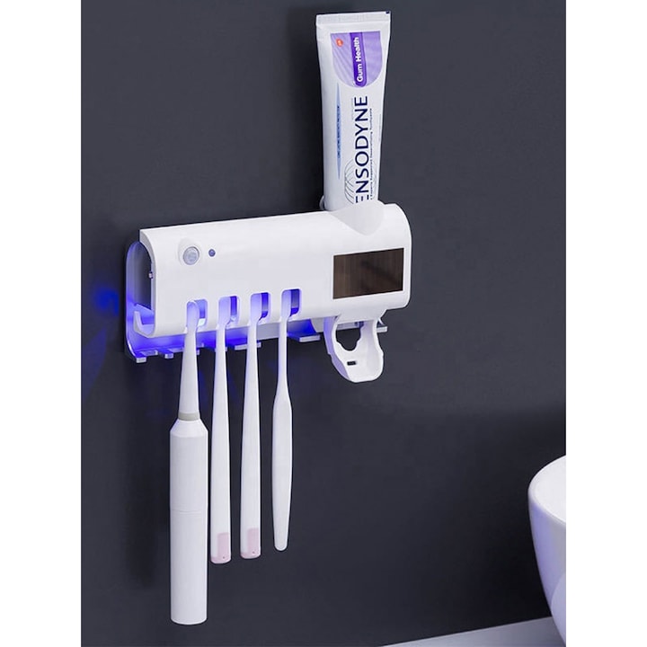 Pachet igienă orală: irigator 3 programe + dozator pastă cu sterilizare UV